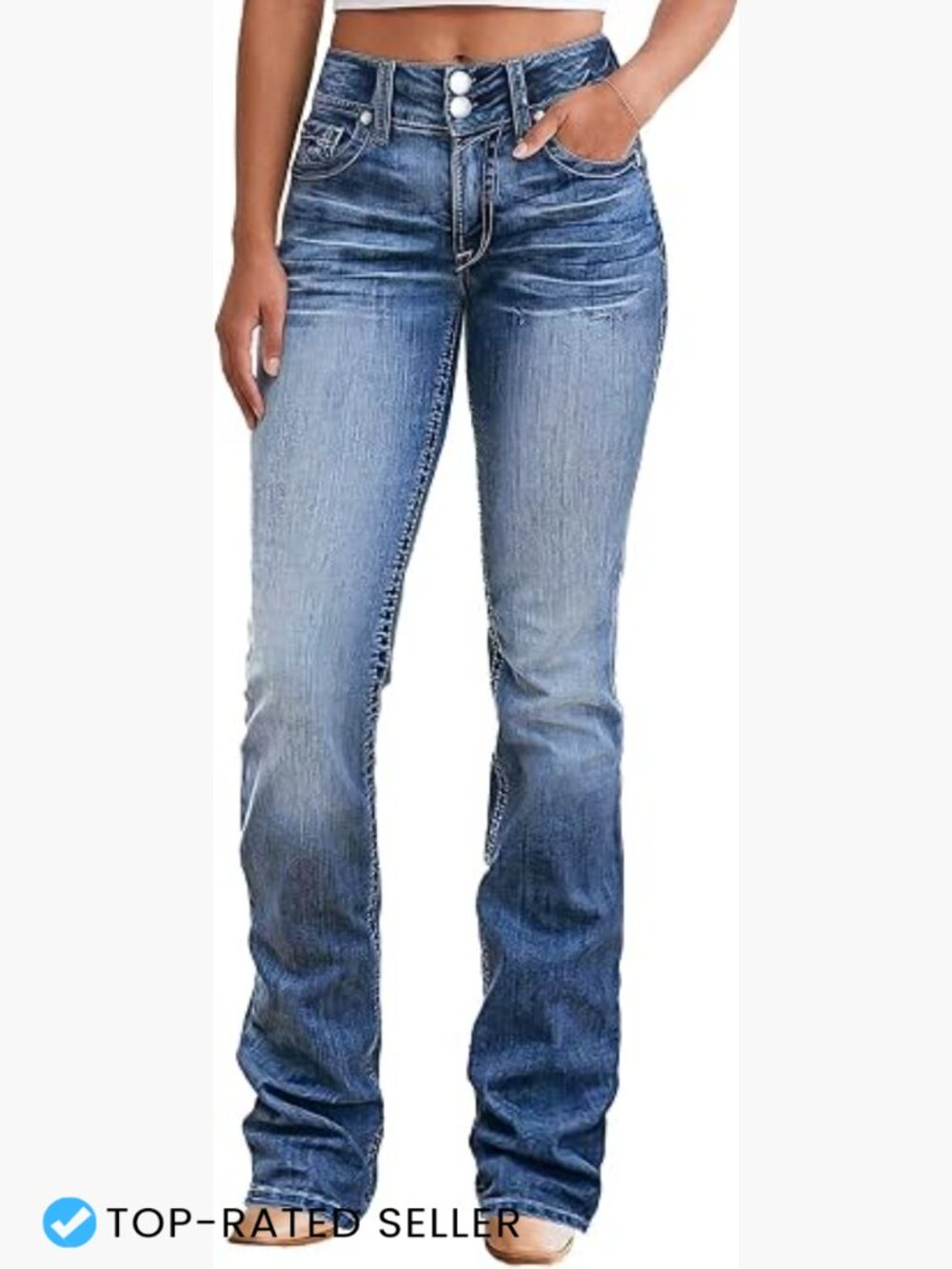 Boot Cut Jeans High Waist Tummy Control Stretchy Straight Flare Trendy Denim